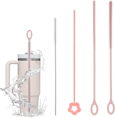 Solidchoice - Set van 4 Silicone Rietjes Reinigingsborstels