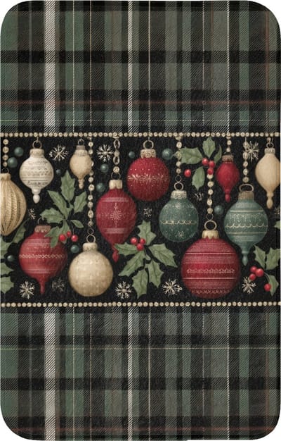 WC mat 50x80 cm - Antislip - Kerstballen - Rood - Hulsttakken - Patroon - Toiletmat - Vloermat - Douchemat - Toilet tapijt - Toiletmatten