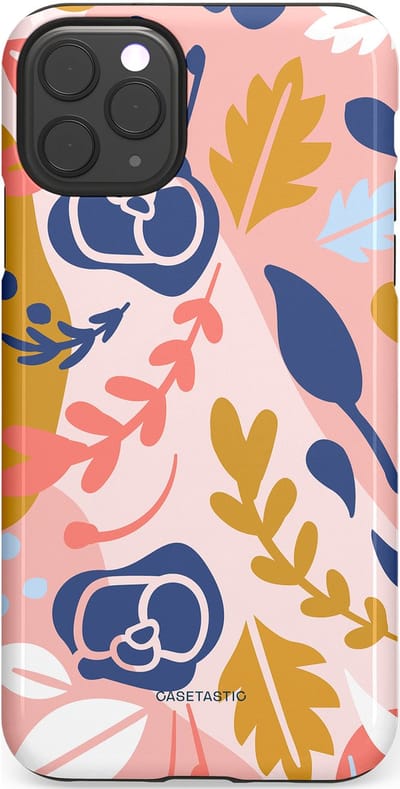 Casetastic Hoesje Geschikt voor Apple iPhone 11 Pro Max - Stijlvolle Beschermende Duo-layer Case - Roze Bladeren
