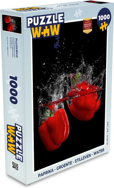 Puzzel Paprika - Groente - Stilleven - Water - Rood - Legpuzzel - Puzzel 1000 stukjes volwassenen