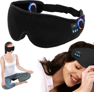 Slaapmasker Bluetooth Nachtmasker - Ingebouwde Hoofdtelefoon - HD Stereo - Ergonomisch Comfort - Lichtblokkering - Reizen - Zwart - Geheugenschuim