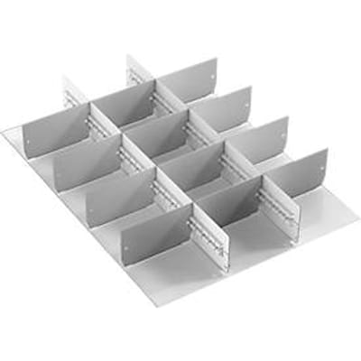 Treston TWIN 4 ESD-ladeverdeler, geschikt voor de 100 mm hoge laden van TWIN-gereedschapswagens, 2 x lengteverdelers/12 x dwarsverdelers, staal
