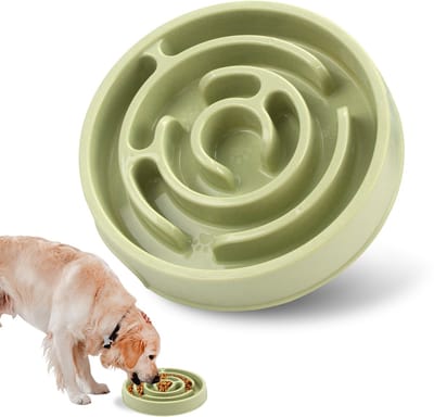 Hondenbak Slow Eating - Voerbak Puzzel - Gezond Eten Bevorderen - Antislip Bodem - 20 Ounces - Lichtgroen