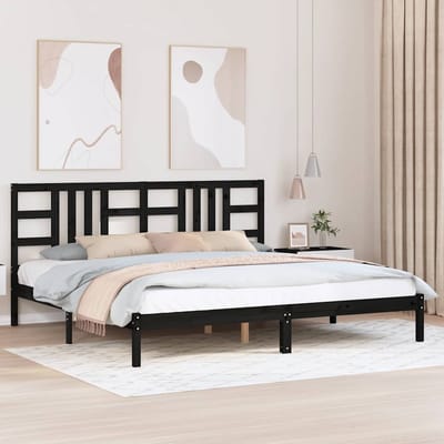 vidaXL - Bedframe - massief - hout - zwart - 200x200 - cm