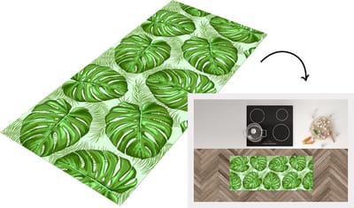 Keukenloper - Loper keuken - Monstera - Palmblad - Patronen - 120x50 cm - Keukenloper vinyl