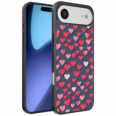 Geschikt voor iPhone Air Telefoonhoesje met Roze en Rode Hartjes Opdruk - TPU Backcover Case With Rosé and Red Heart Design - Smartphonica geschikt voor iPhone 17 Air
