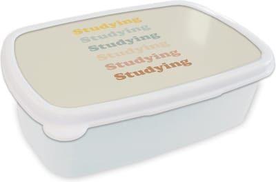Broodtrommel Wit - Lunchbox - Brooddoos - Quotes - Studenten - Studeren - Motivatie - 18x12x6 cm - Volwassenen