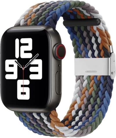 By Qubix - Geschikt voor Apple Watch bandje - Braided nylon bandje - Multicolor - Geschikt voor Apple Watch 44mm / 45mm / 46mm / 49mm (Ultra 1,2 en 3) - nylon - bandje iWatch