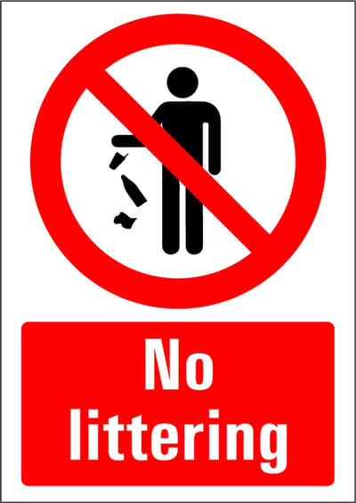 No littering bord - kunststof 210 x 297 mm
