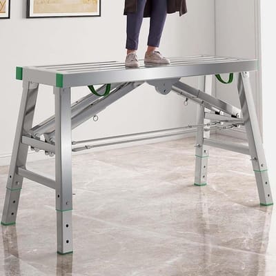 Werkplatform Steiger - Opvouwbare Steigerladder - Klusjes Binnen Buiten - Zwaar Belastbaar 400kg - 140 x 40 cm - Zwart