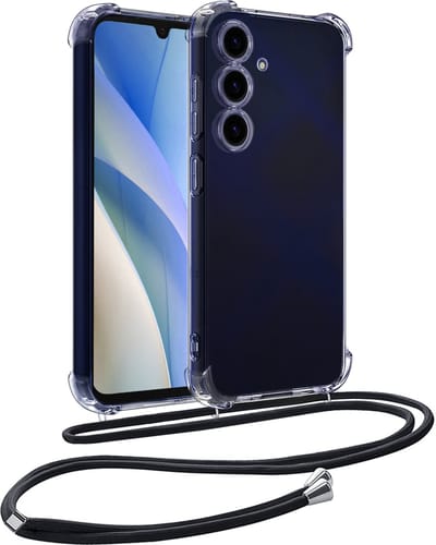 Hoesje - Geschikt voor Samsung Galaxy A15 - Met Koord - Shock Proof - Siliconen Case - Telefoonkoord - Back Cover - Telefoon Hoes Shockproof - Telefoonketting - Telefoonhoes - Transparant