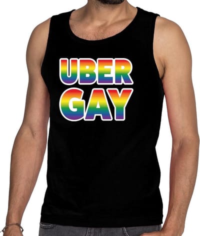 Uber gay gay pride tanktop/mouwloos shirt - zwart regenboog homo singlet voor heren - LHBT S