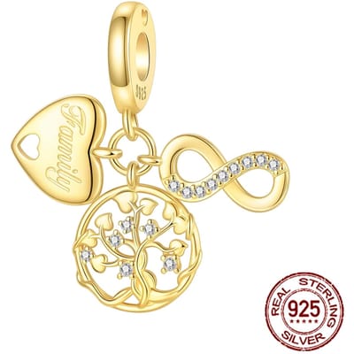Pendentifs Charms Arbre de Vie Doré Cuivre Famille Éternelle Convient aux Bracelets Charms Authentiques Bijoux DIY Cadeaux pour Femmes