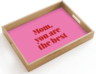 Dienblad hout 40x30 cm - Schootdienblad - Moeder - Boodschap -Roze - Borrelplank rechthoek - Plateau dienbladen