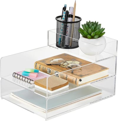 Stapelbare Documentenbakken Bureau - 3 Lagen Doorzichtige Acryl Organizer voor Documenten en Brieven