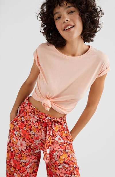 O'Neill T-Shirt Women Essentials t-shirt Tropical Peach S - Tropical Peach 60% Cotton, 40% Recycled Polyester Round Neck