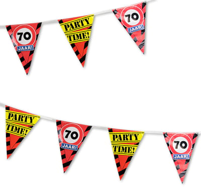 Q2P - Slingers - 70 Jaar - Verjaardag Versiering - Verkeersbord - Vlaggenlijn - Feest Versiering - 10 meter