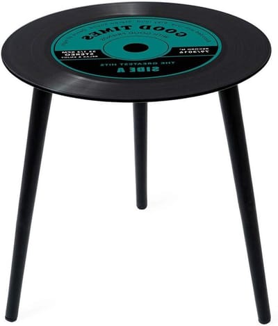 Bijzettafel Vinylplaat - Tafel Groen Glas - Woonkamer Decoratie - Grappig Muziek Design - 40 cm - Groen
