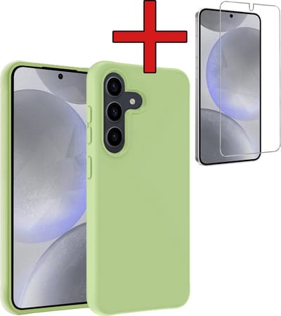 Hoesje - Met Screenprotector - Geschikt voor Samsung Galaxy S24 - Sterk & Shockproof - Telefoon Hoes - Back Cover - Siliconen Case - Telefoonhoes - Groen