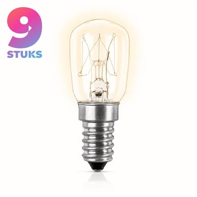 9x Mini Gloeilamp E14 - 15W - Warm Wit Licht (2700K) - 110 lm - 1 jaar - Dimbaar - Geschikt voor koelkast, afzuigkap, naaimachine