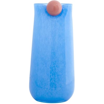 Present Time Vaas Bolita Large - Blauw - Ø16cm - Glas - Scandinavisch - Bloemenvaas - Woondecoratie - Decoratieve vaas voor woonkamer of slaapkamer
