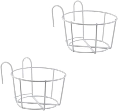 Set van 2 ronde plantenbakken voor balkon en tuin, hangend aan de reling, geschikt voor binnen en buiten, ideaal voor bloemen en groen.