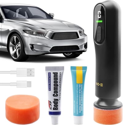 Auto Polijstmachineset - Zwart - Draadloze Polijstmachine met 2 Polijstpads - Voor Auto- en Meubelonderhoud