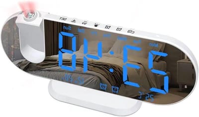 Digitale Wekker - Spiegelklok Projectie - Wakker Worden - Dubbele Alarmen - 7.3 Inch Scherm - Zwart