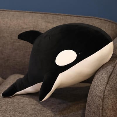 Jolis 6080Cm Nouveaux Jouets en Peluche Requin Noir et Rouge Grande Poupée Orque Orcinus Orca Animaux Marins Remplis Cadeau d'Anniversaire pour Enfants 60cm