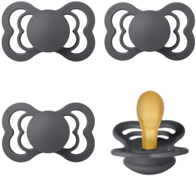 BIBS Supreme Fopspeen - Set 4 stuks - Maat 1 - 0-6 maanden - Latex – Iron