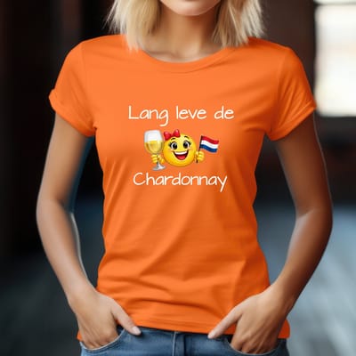 Oranje Dames T-shirt- Aansluitend model-Koningsdag T-shirt maat S- WK voetbal Shirt- oranje T-shirt