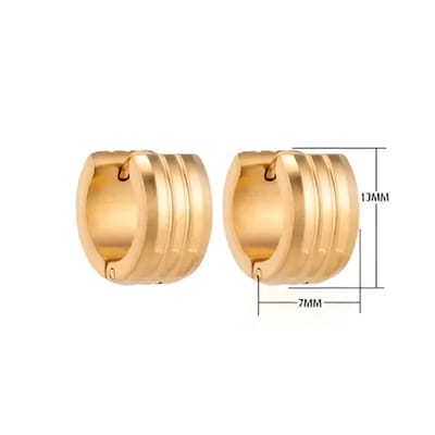 Aramat Jewels | Oorringen | Rvs Oorringen met Dubbele Strepen goudkleur | 13mm | |7mm | Staal | Volwassenen | Verkleurd niet