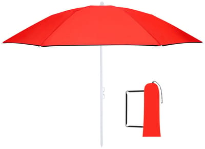 Strand parasol Vibe - D160 cm - rood - opvouwbaar - verstelbare hoogte - met opbergtas