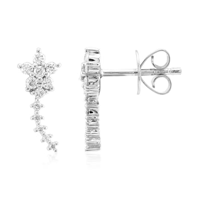 Cavill - 375 Witgouden Oorbellen met 0,257 ct SI2 H Diamanten - Ronde Briljanten, Prong Zetting - Luxe Handgemaakte Sieraden