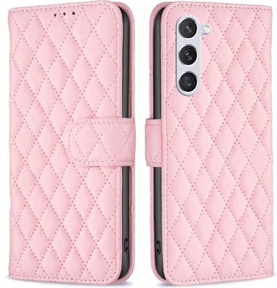 BINFEN Hoesje - Geschikt voor Samsung Galaxy S25 / S24 Hoesje - BINFEN Rhombus Book Case - Pink