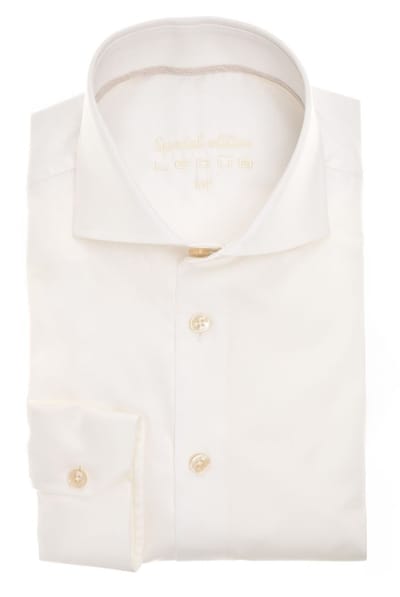 Witte overhemd Ledub Slim Fit effen strijkvrij