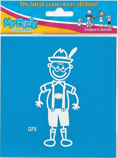 Opa in lederhosen - autosticker - wit - 11 cm