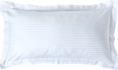 Homescapes Satijn Streep Katoen Kussensloop 50x90 cm met Sierrand – Wit – 100% Egyptisch Katoen Satijn – Draaddichtheid 330