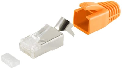 RJ45 krimp connector (STP) voor CAT6/6a/7/7a netwerkkabel (vast/flexibel) - per stuk (3-delig) / oranje