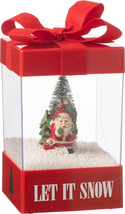 J-Line decoratie Sneeuwbol Geschenkdoos - polyresin - mix - LED lichtjes