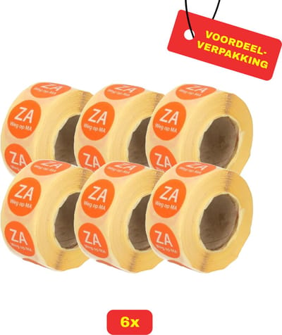 6 X HACCP datumstickers met Za weg op Ma - 6 x 500 stickers - Voordeelverpakking!