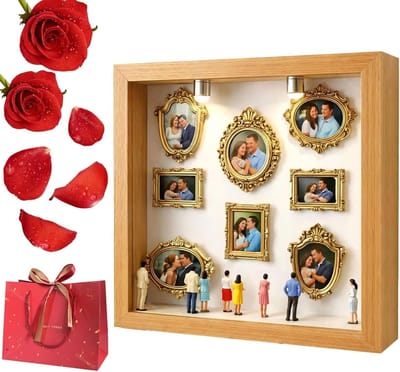 Mini Museum Silhouette Box - Miniatuurlijst met Figuren voor Unieke Herinneringen en Decoratie (Bruin)