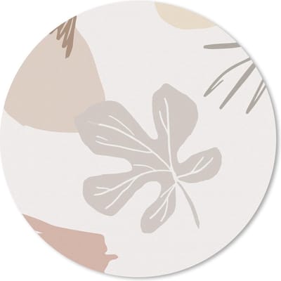 Muismat rond 20x20 cm - Mousepad Zomer - Blad - Grijs - Ronde muismatten