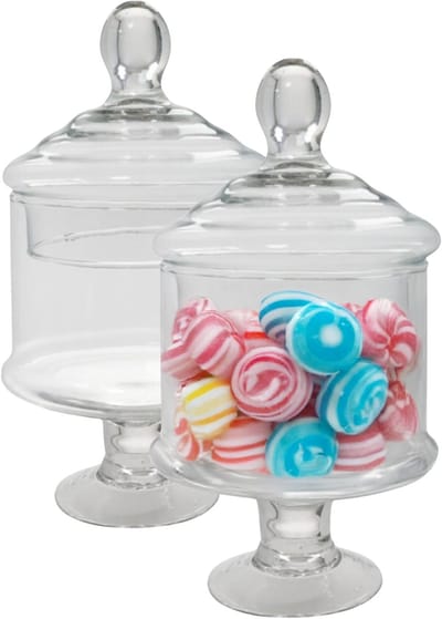 Gerimport snoeppot/voorraadpot Lisa - 2x - glas - D12,5 x H23 cm - transparant - decoratie