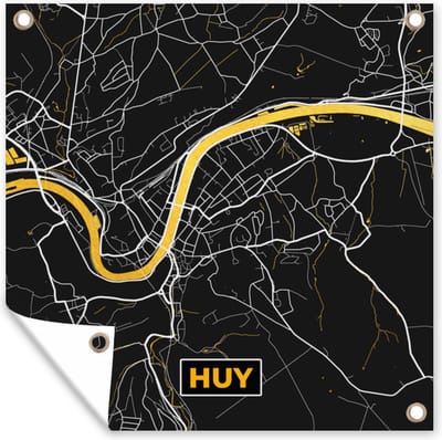 Tuin poster Plattegrond - Stadskaart - Huy - Goud - Kaart - 200x200 cm - Tuindoek