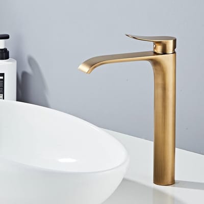 Dailygoods- Wastafelkraan Waterval - Eengreepsmengkraan - Badkamerkraan - Antiek Messing - Roestvrij Staal - 1,5 Gallon per Minuut
