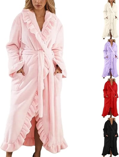 Damesbadjas - lange wol - dikke badjas met capuchon - gepersonaliseerde warme badjas - casual badjas voor herfst en winter - badjas voor thuis - warme en zachte pyjama - maat M