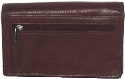 Oi bruine gemêleerde leren Europortemonnee met soufflé / halflange harmonicaportemonnee voor dames / overslag beurs die dikker kan worden / skim veilig / bruin / 214Bruin