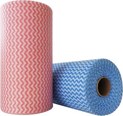 Famanu – Herbruikbare reinigingsdoeken - doek - vaatdoeken - theedoeken - theedoeken - multifunctionele doeken op 2 rollen (rood en blauw - 200 stuks