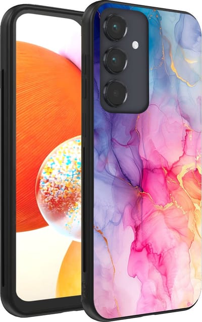 Smartphonica Telefoonhoesje geschikt voor Samsung Galaxy A14 met marmer opdruk - TPU backcover case marble design - Regenboog geschikt voor Samsung Galaxy A14